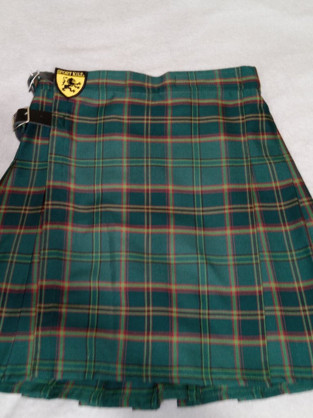 SportKilt Women's Tartan Pleated Kilt Skirt USA Green Plaid Size M Adjustable